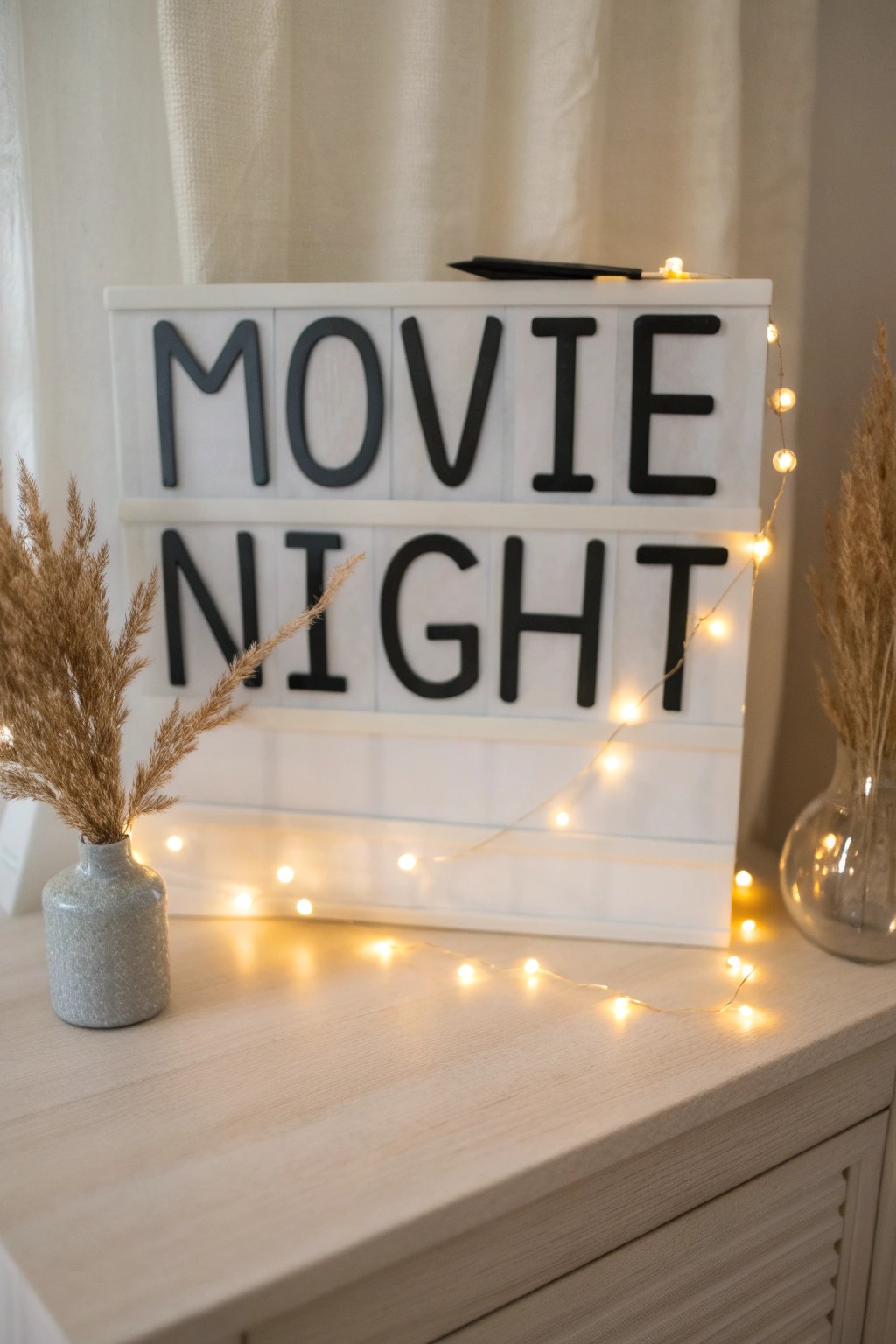 Create your own glowing marquee sign for a cozy, Scandinavian-inspired movie night.
