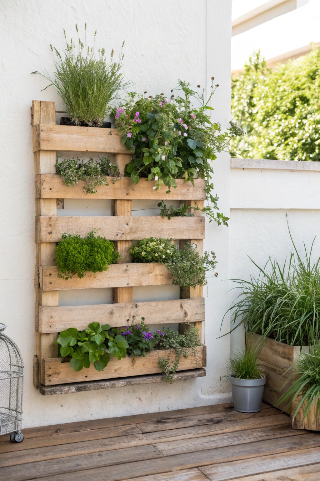 Turn a simple pallet into a stunning vertical garden wall for your patio—beauty on a budget!