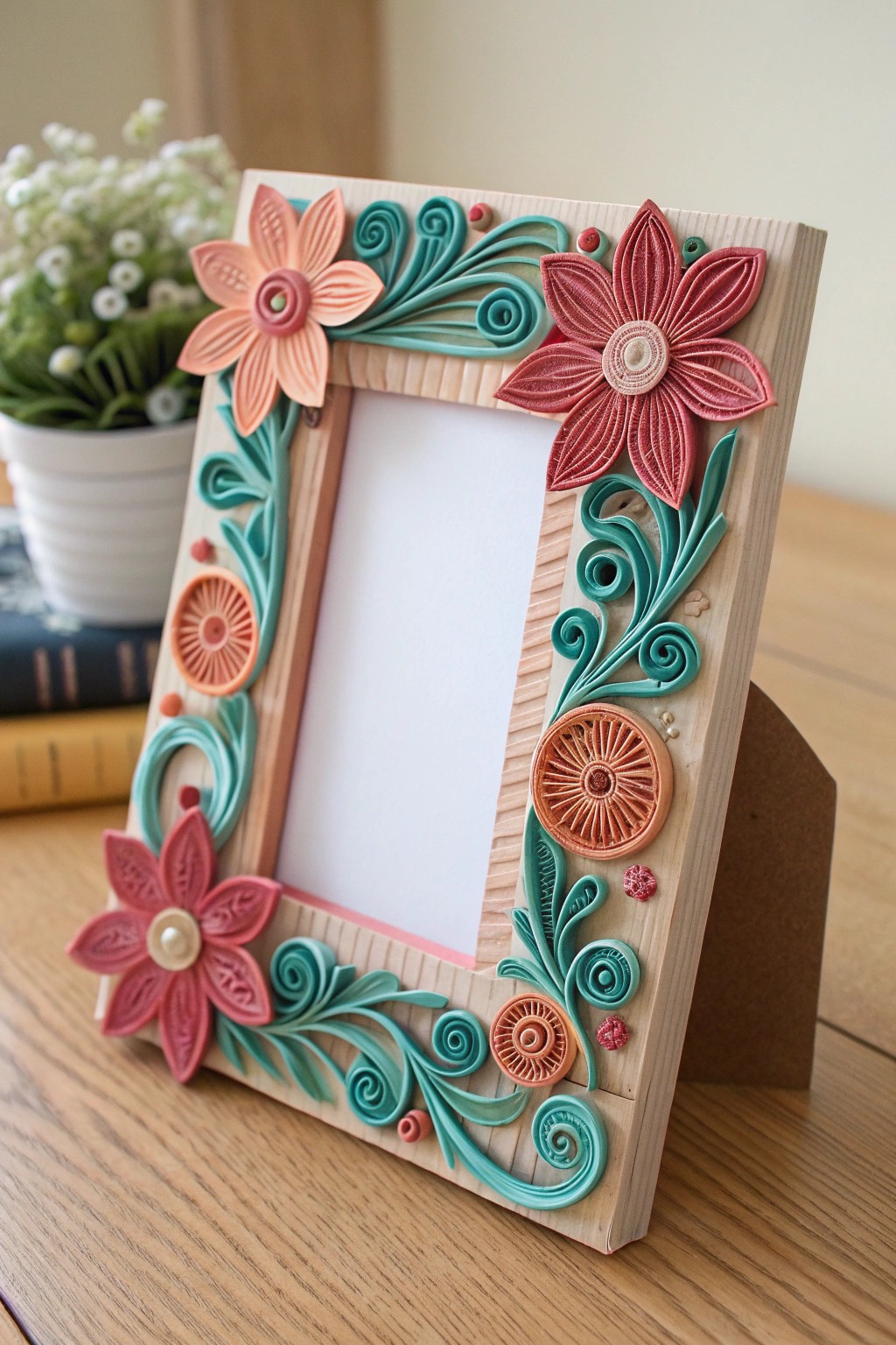 Elevate your memories with a handcrafted 3D quilled photo frame—where artistry meets minimalist beauty.