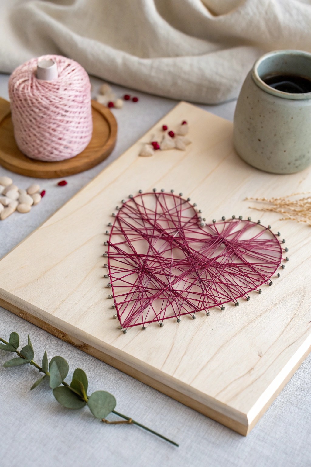 Minimalist heart string art: bold color, simple beauty, effortlessly chic.