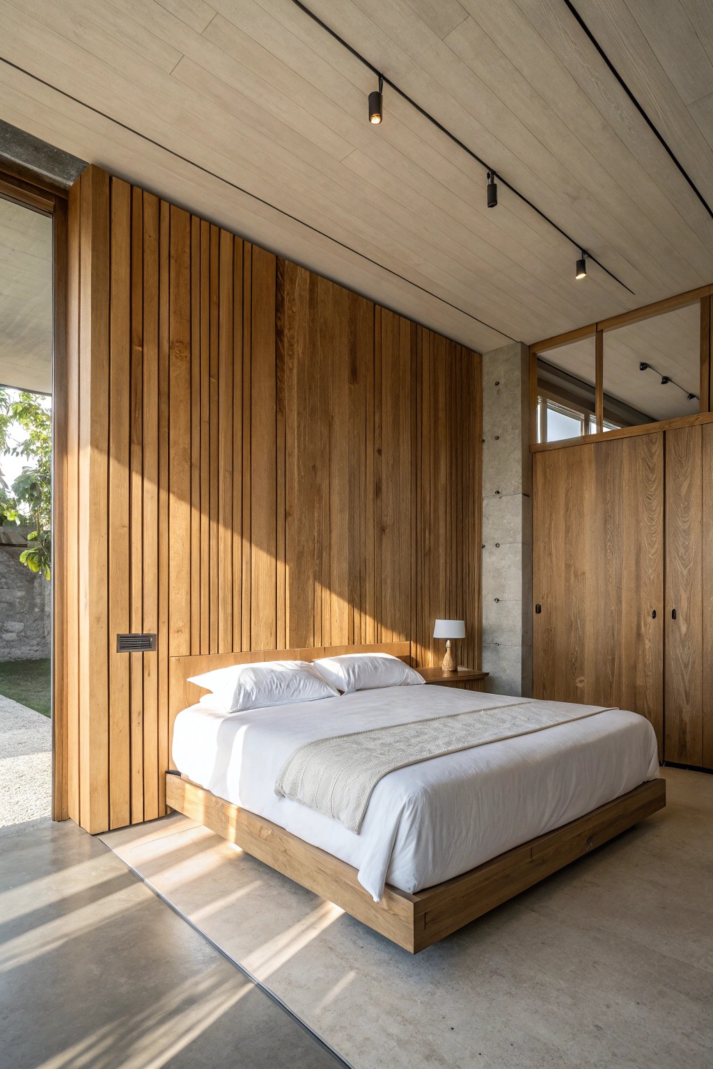 Elevate your bedroom with a stunning, handcrafted headboard wall that blends simplicity and natural elegance.