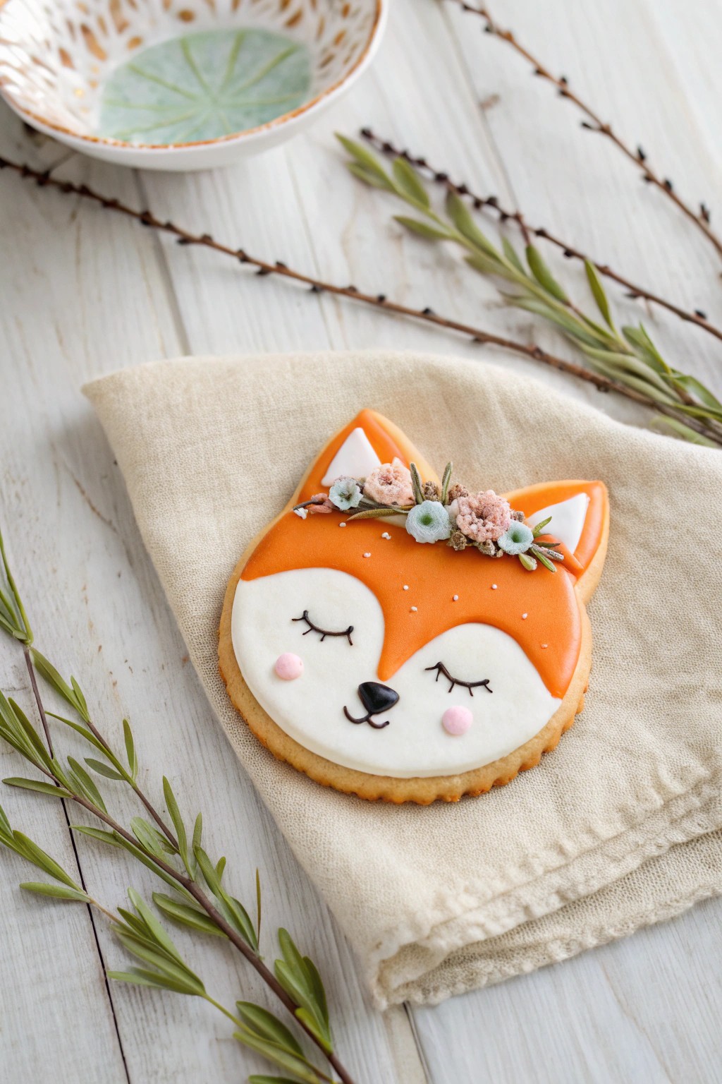 Scandinavian-inspired fox cookie: minimal, playful, and beautifully crafted.