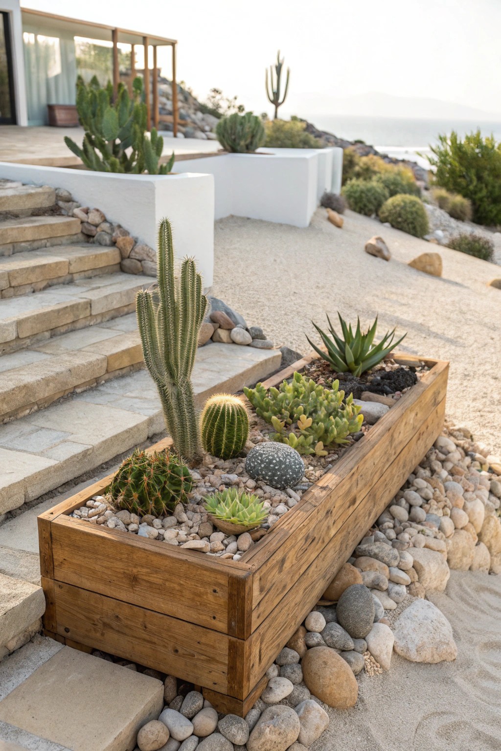 Elevate your desert garden with handcrafted raised beds for effortless depth and style.