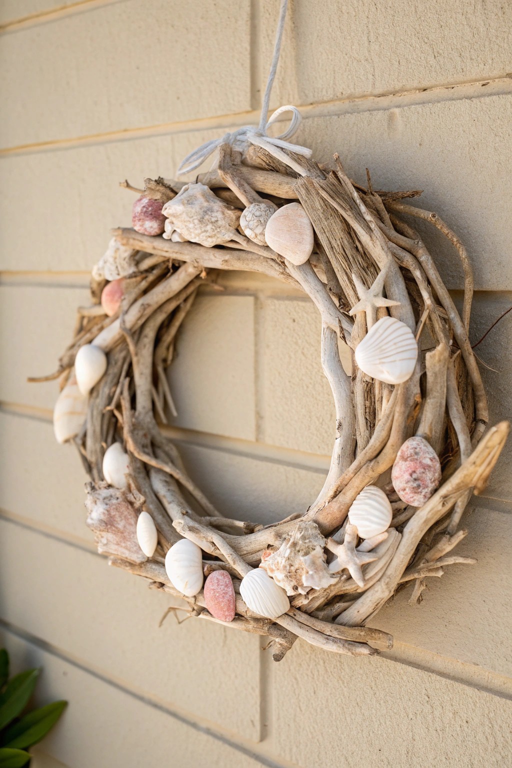 Bring serene coastal vibes home with a handcrafted driftwood & shell wreath.