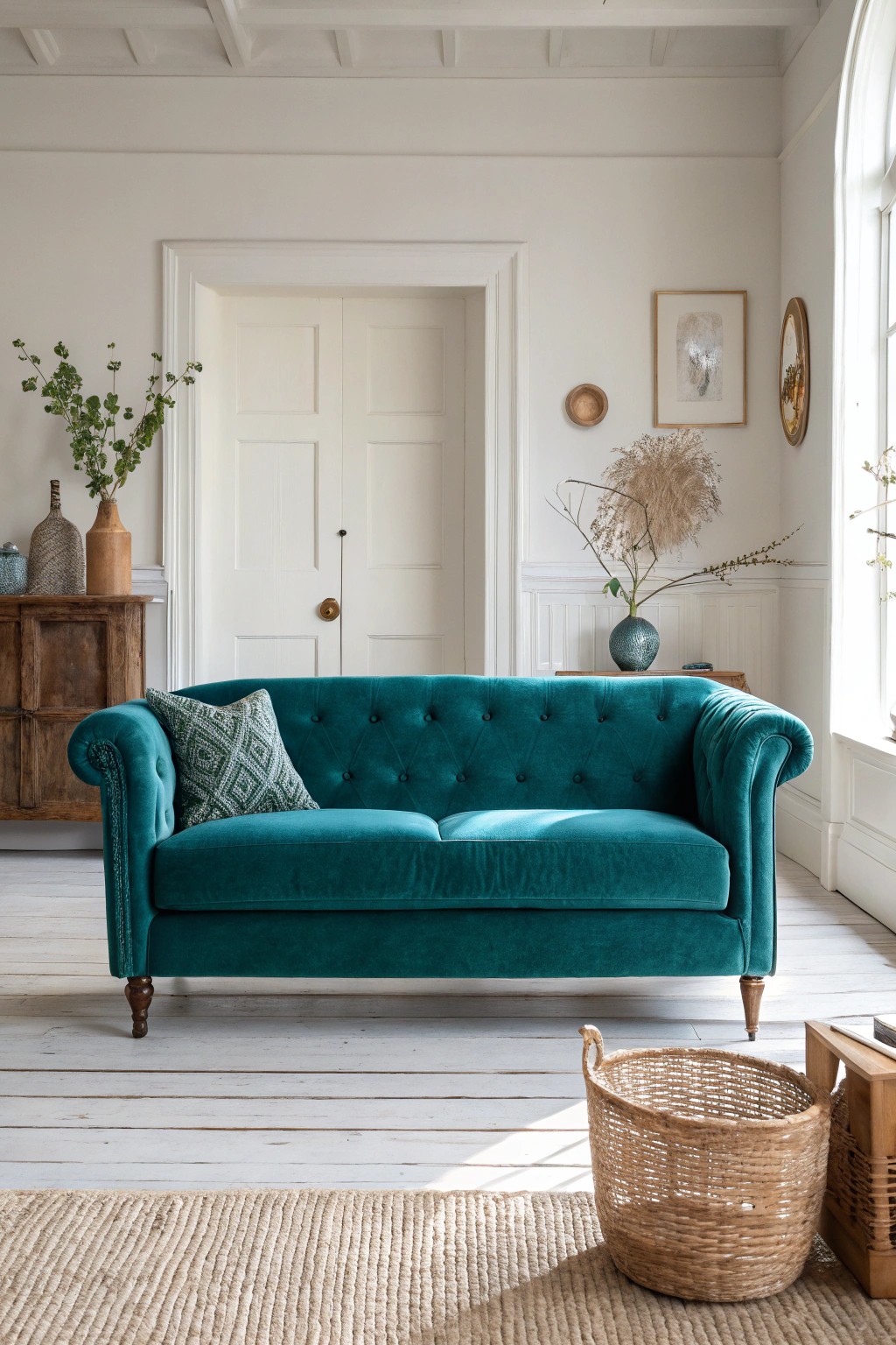 Let a bold accent sofa transform your family room with simple, handcrafted elegance.