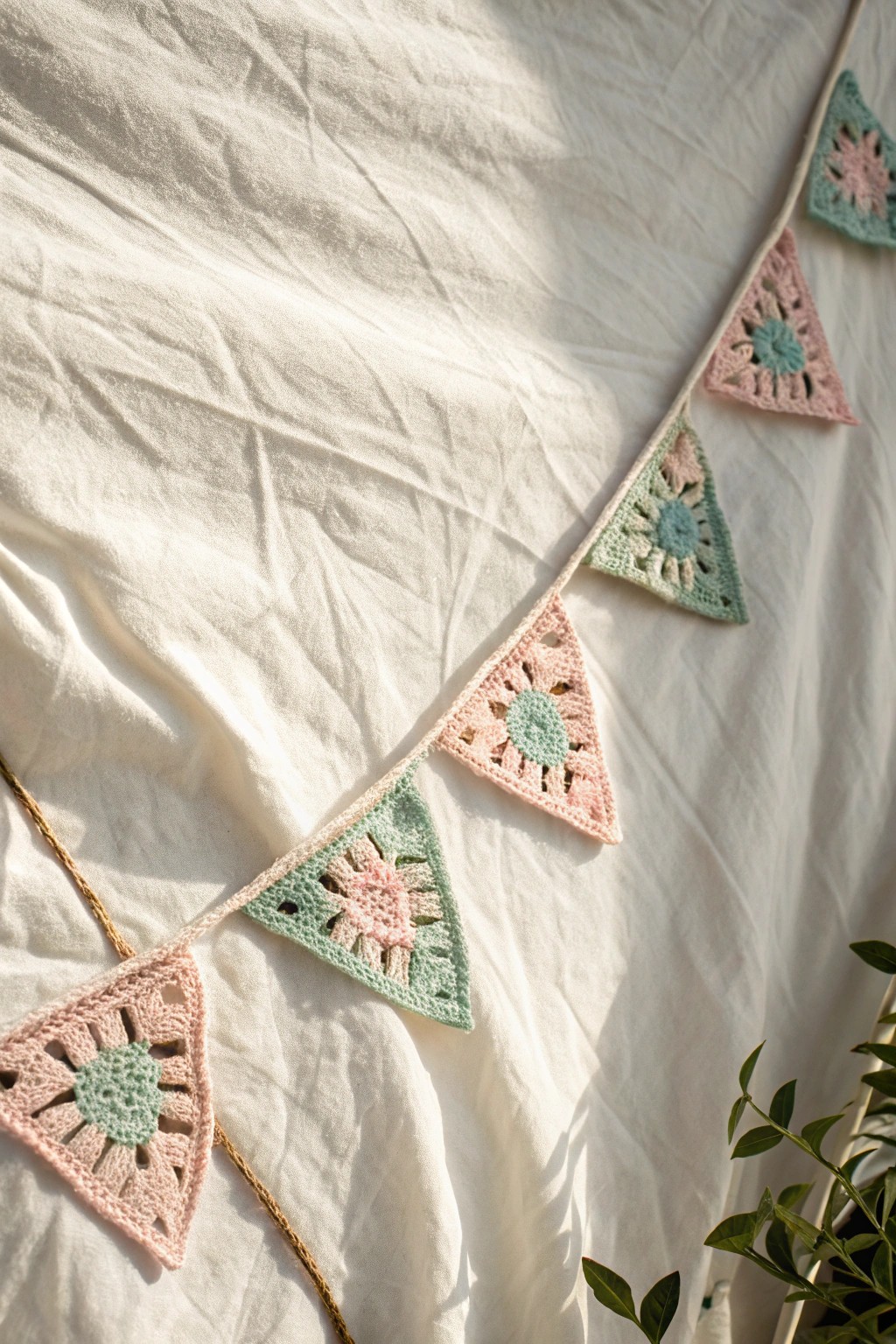Handcrafted granny square bunting—simple, sweet, and perfect for adding whimsical charm to any space.