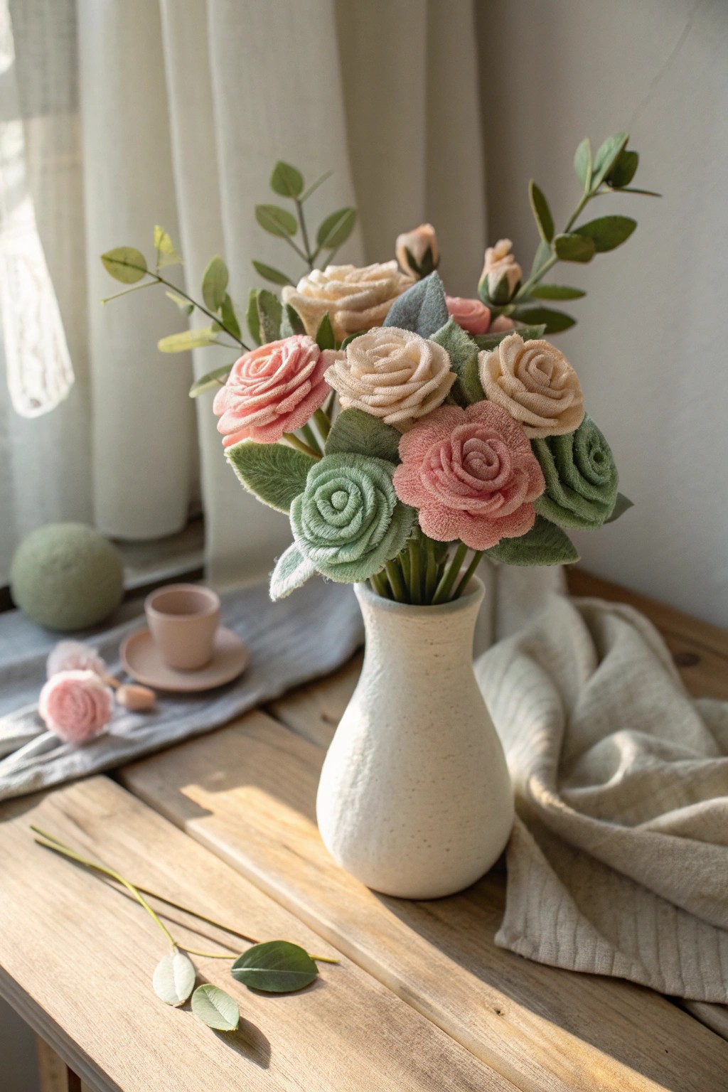 Everlasting beauty: a handmade felt flower bouquet for Mother’s Day.