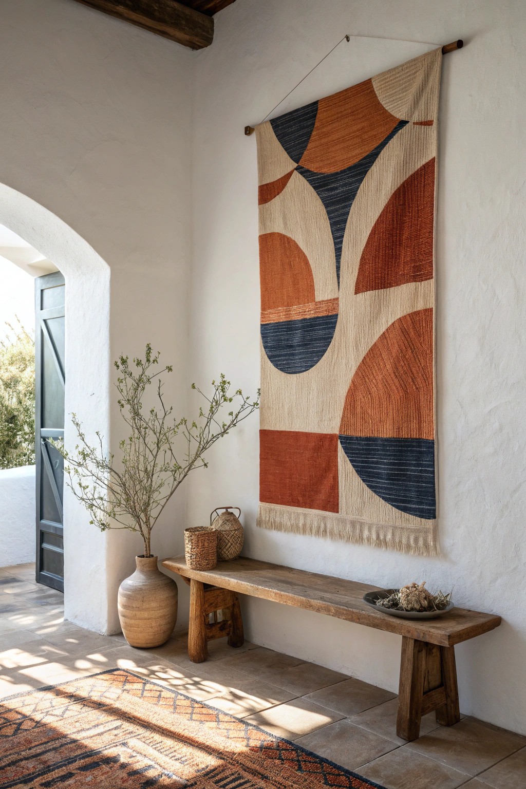 Let a bold textile masterpiece transform your space with natural beauty and artisanal charm.