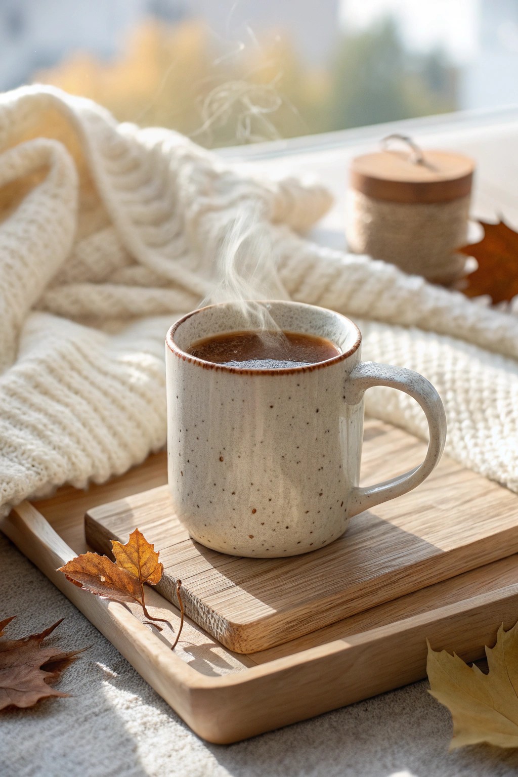 Warm up your movie night with a cozy mug of apple cider—seasonal comfort in every sip.