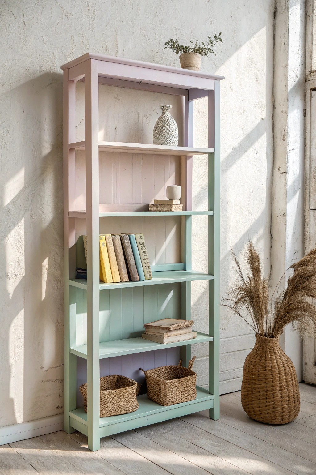 Elevate your space with a pastel color-blocked bookcase—simple, cheerful, and uniquely yours.