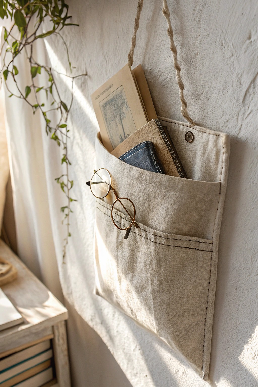 Effortless organization: elevate your space with a beautiful linen wall pocket.