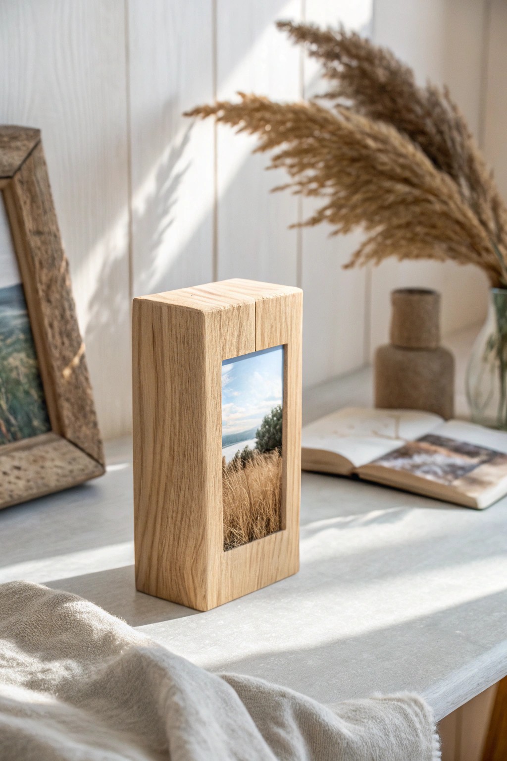 Turn memories into art: a cherished photo on a handcrafted wood block for timeless natural beauty.