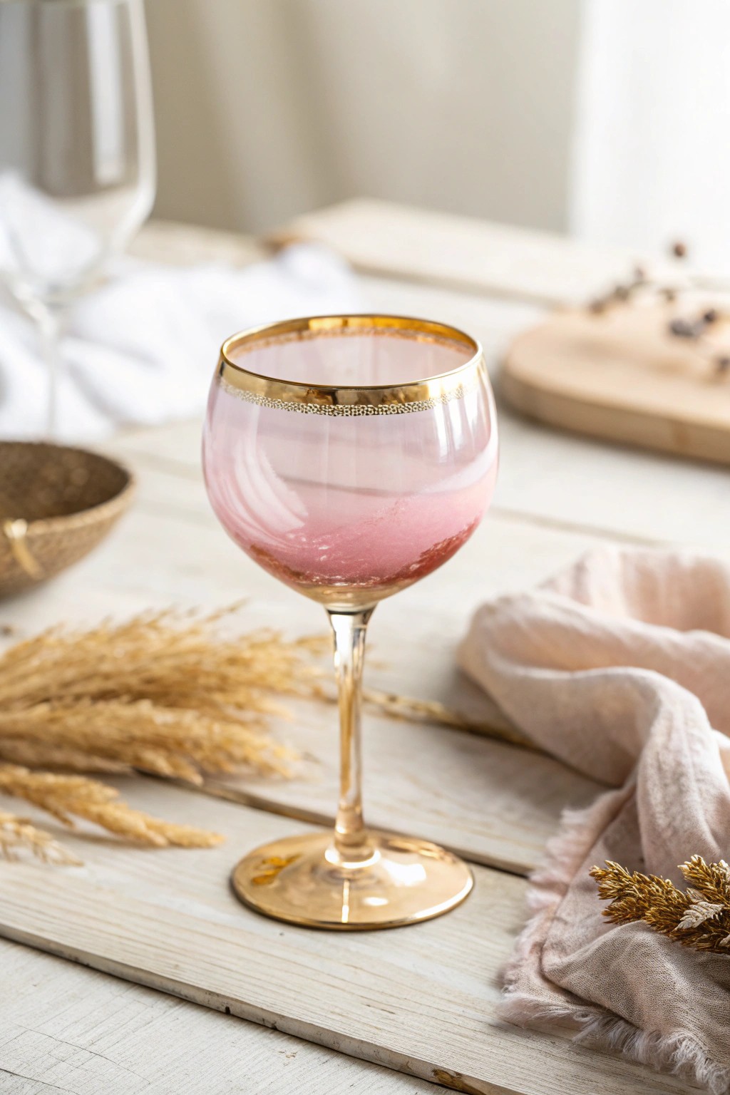 Elevate your celebrations with a gilded rim and dreamy color fade—minimalist elegance for every toast.