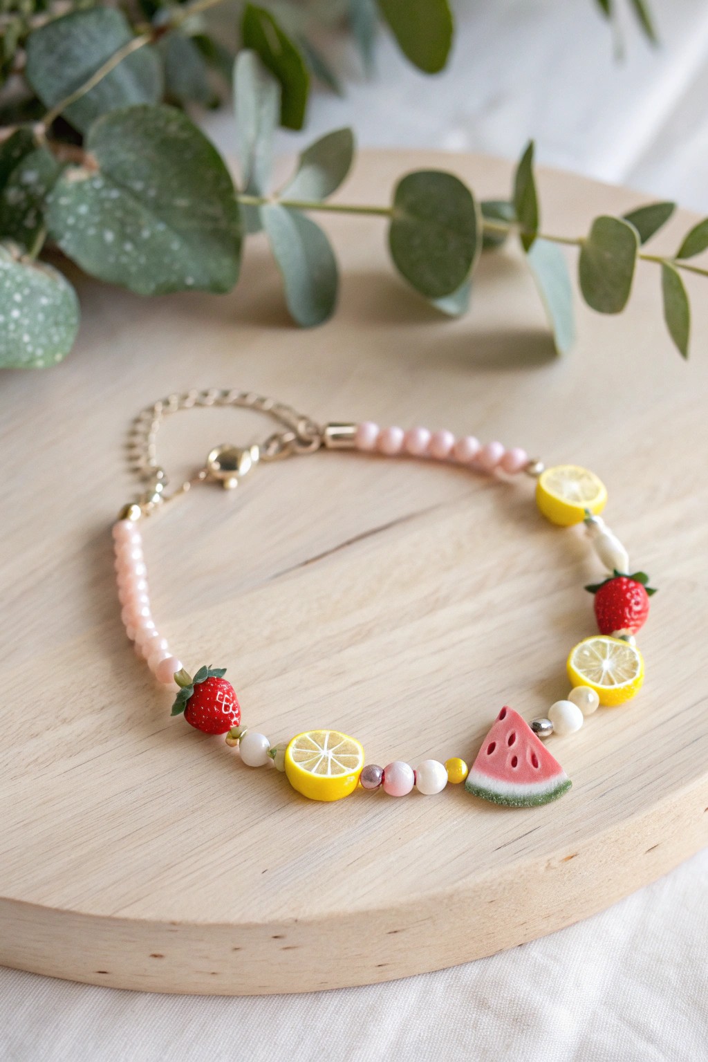 A citrus-inspired beaded bracelet: summer’s charm meets minimalist style.