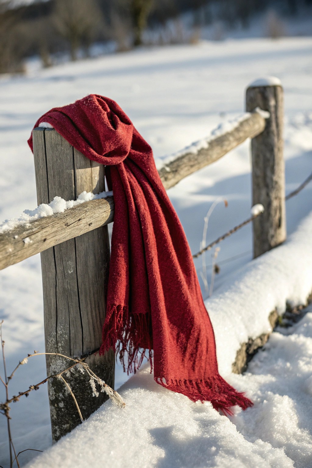 A pop of color in a winter wonderland—simple moments, beautifully captured.