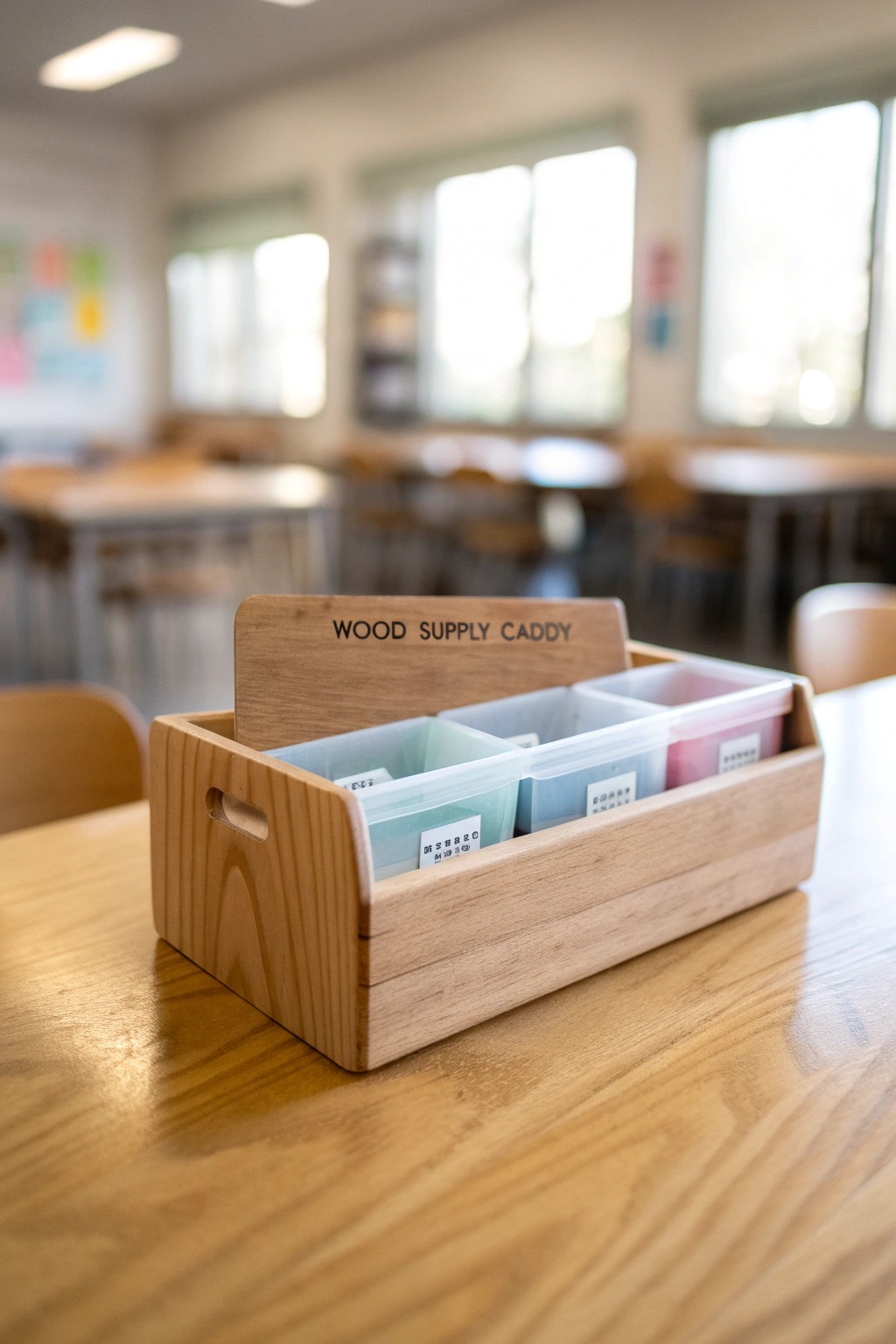 Simple, serene, and beautifully organized—this supply station transforms classroom essentials into an artful display.
