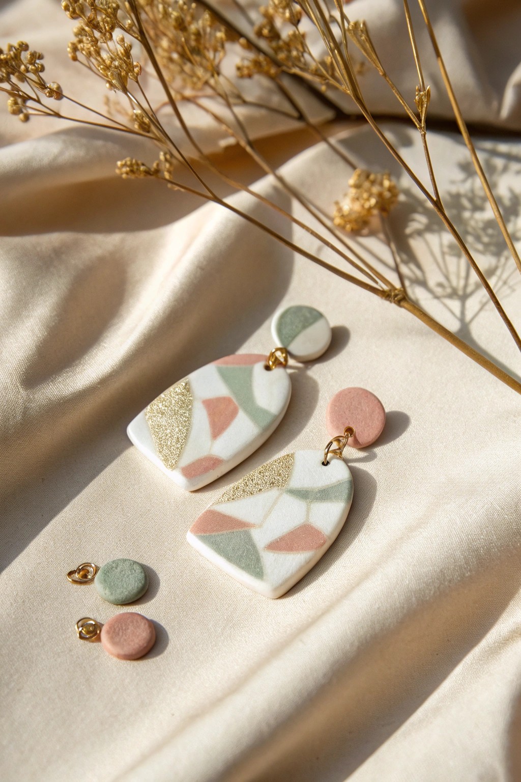 Handcrafted clay earrings: minimalist design, maximum impact.