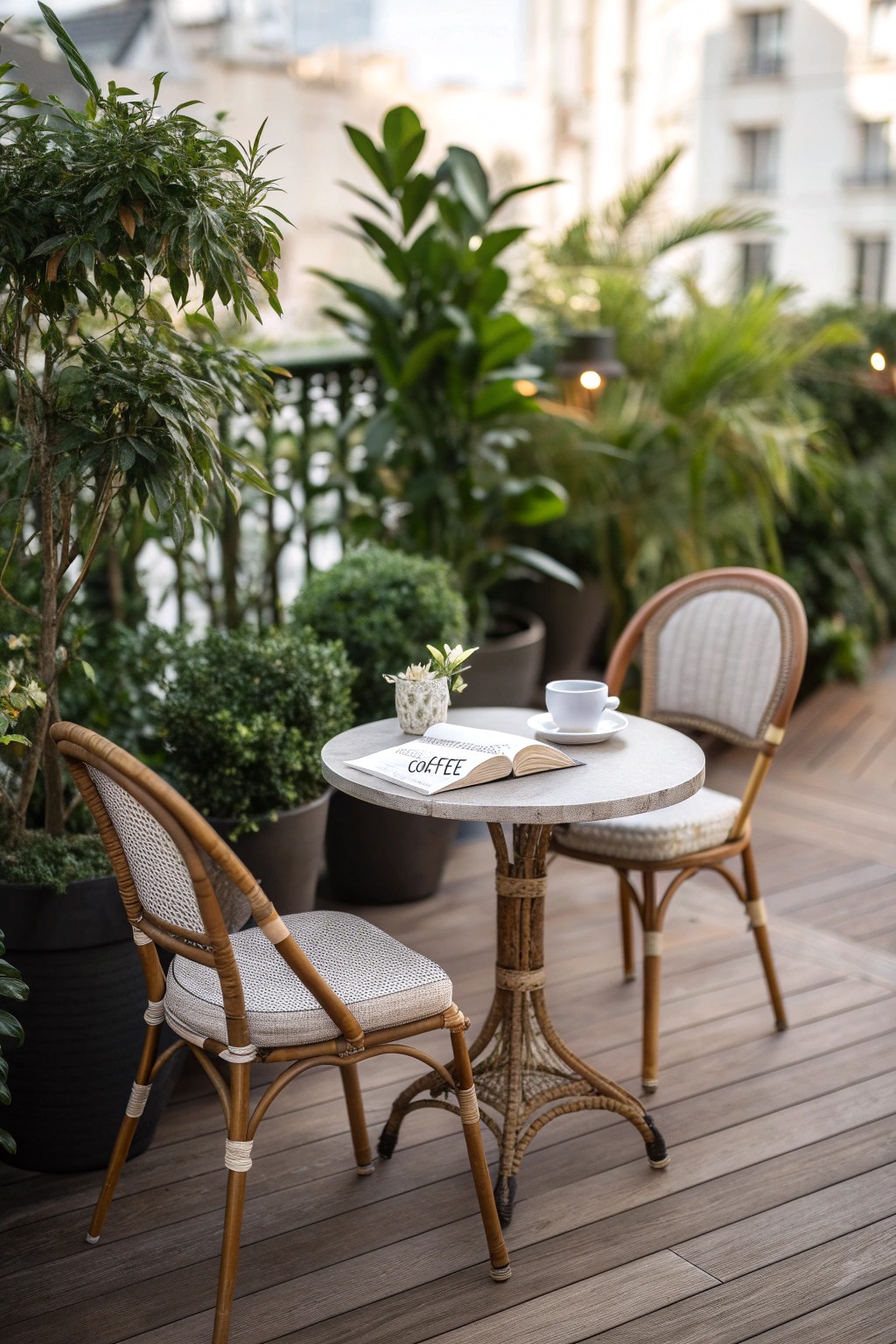 Tiny deck, big charm: your cozy café corner at home.