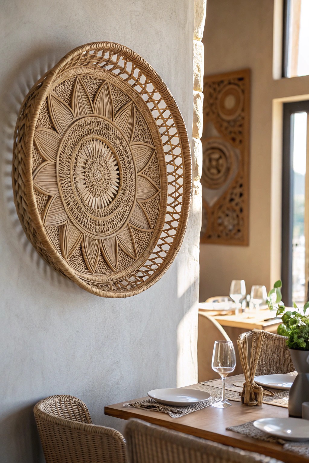 Elevate your dining space with handcrafted woven wall art—simple, natural, and timeless.