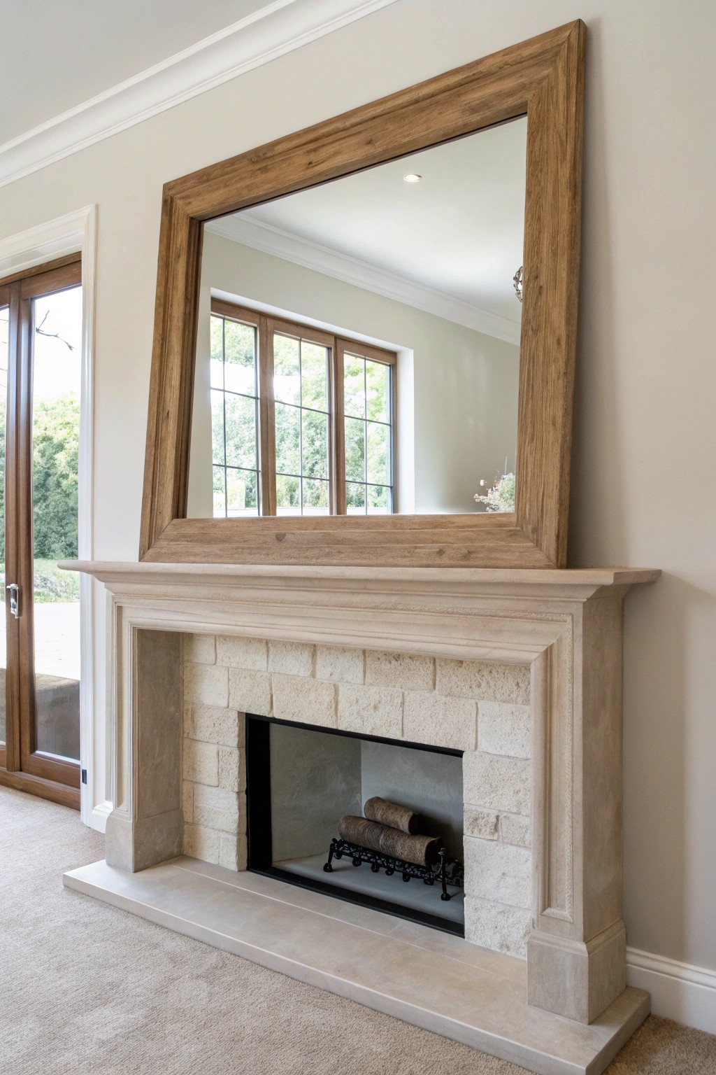 Elevate your fireplace with the timeless charm of a statement mirror.