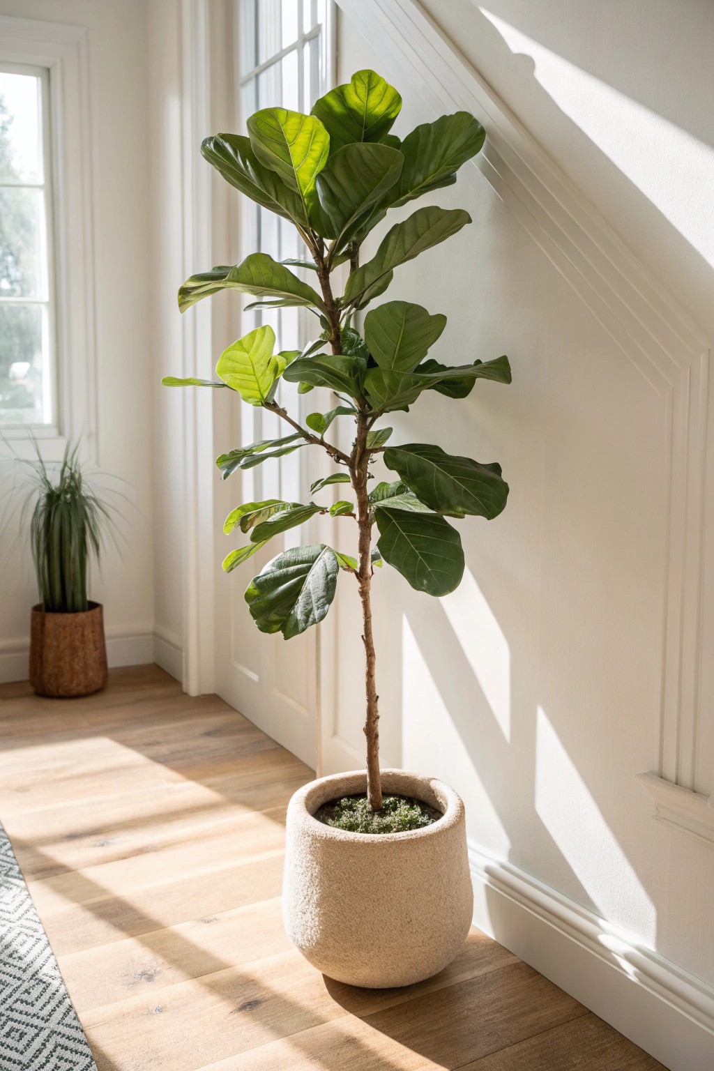 Let your foyer breathe with the natural elegance of a sculptural fiddle leaf fig.