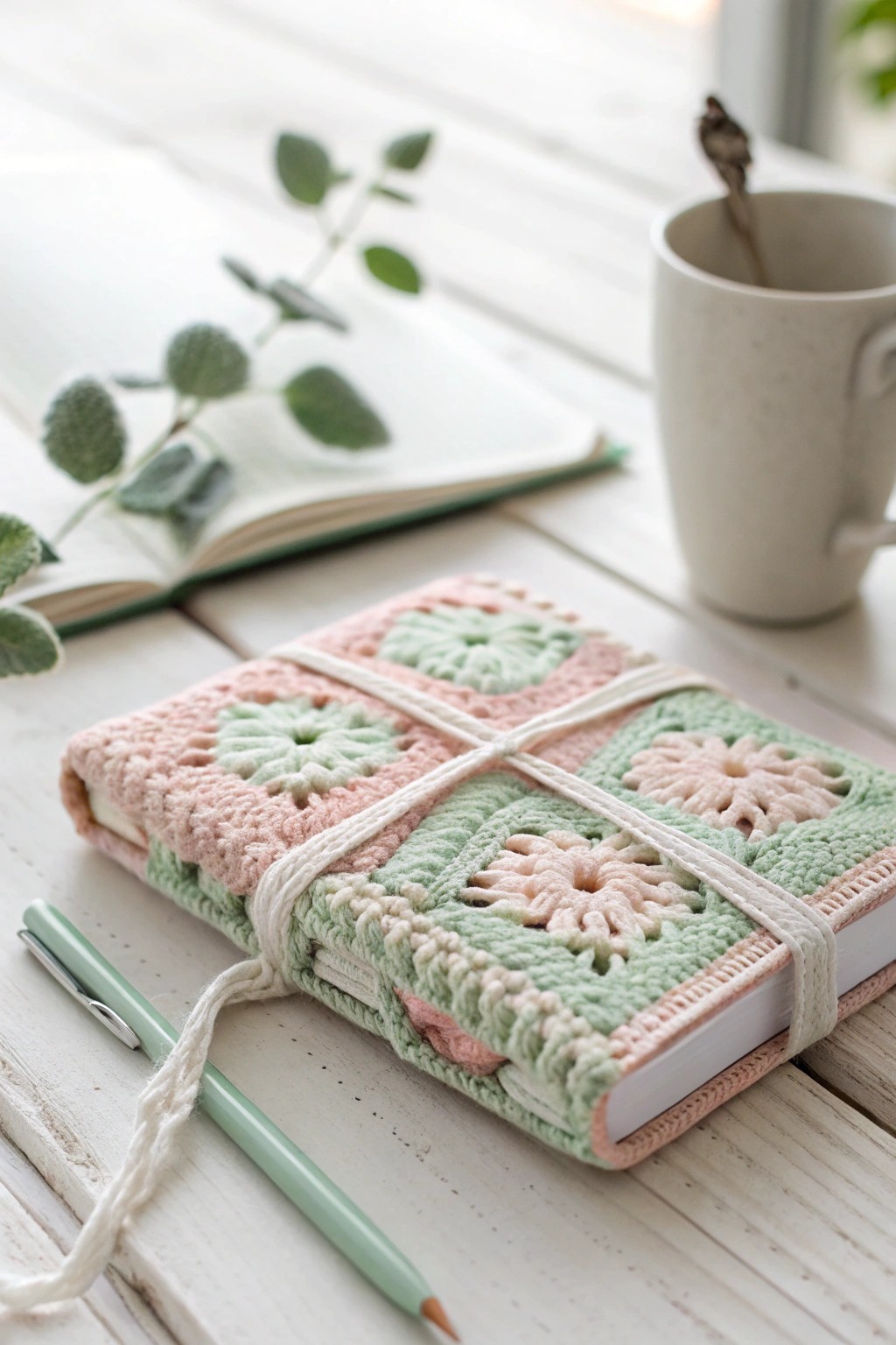 Wrap your journal in crochet charm—Scandi-boho style book cover inspiration.