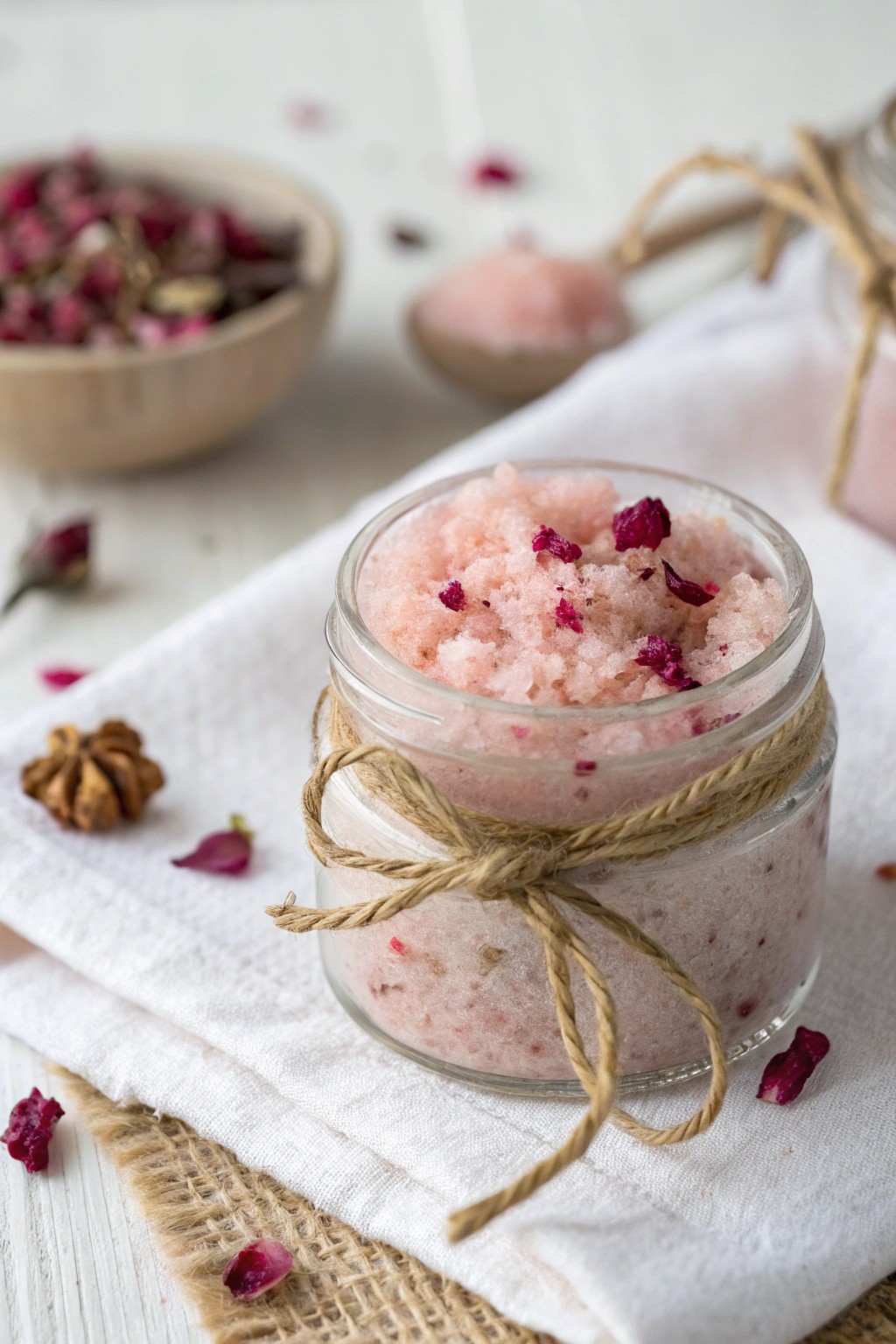 Handcrafted rose sugar scrub: a simple, beautiful Mother’s Day treat.