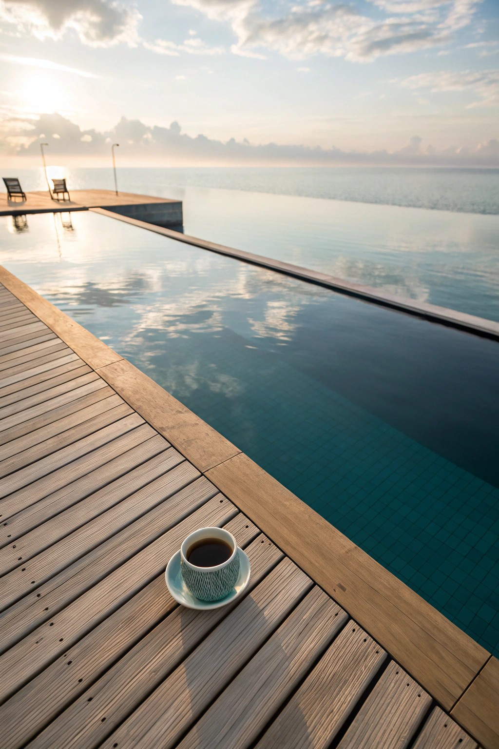 Serene mornings start on a handcrafted floating deck—simple, natural, and stunning.