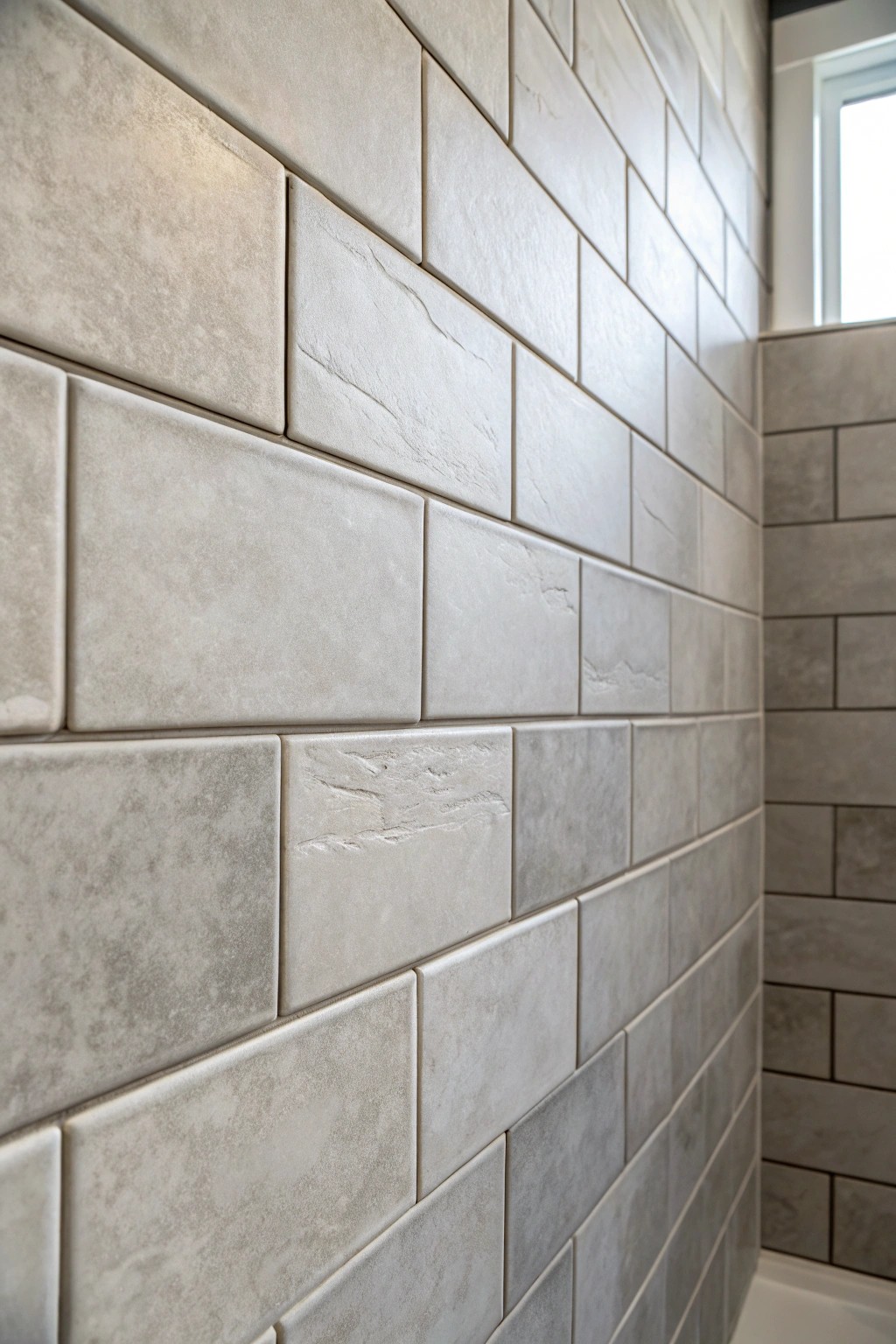 Serene shades: Handcrafted gray tiles bring calm and unity to your small shower.