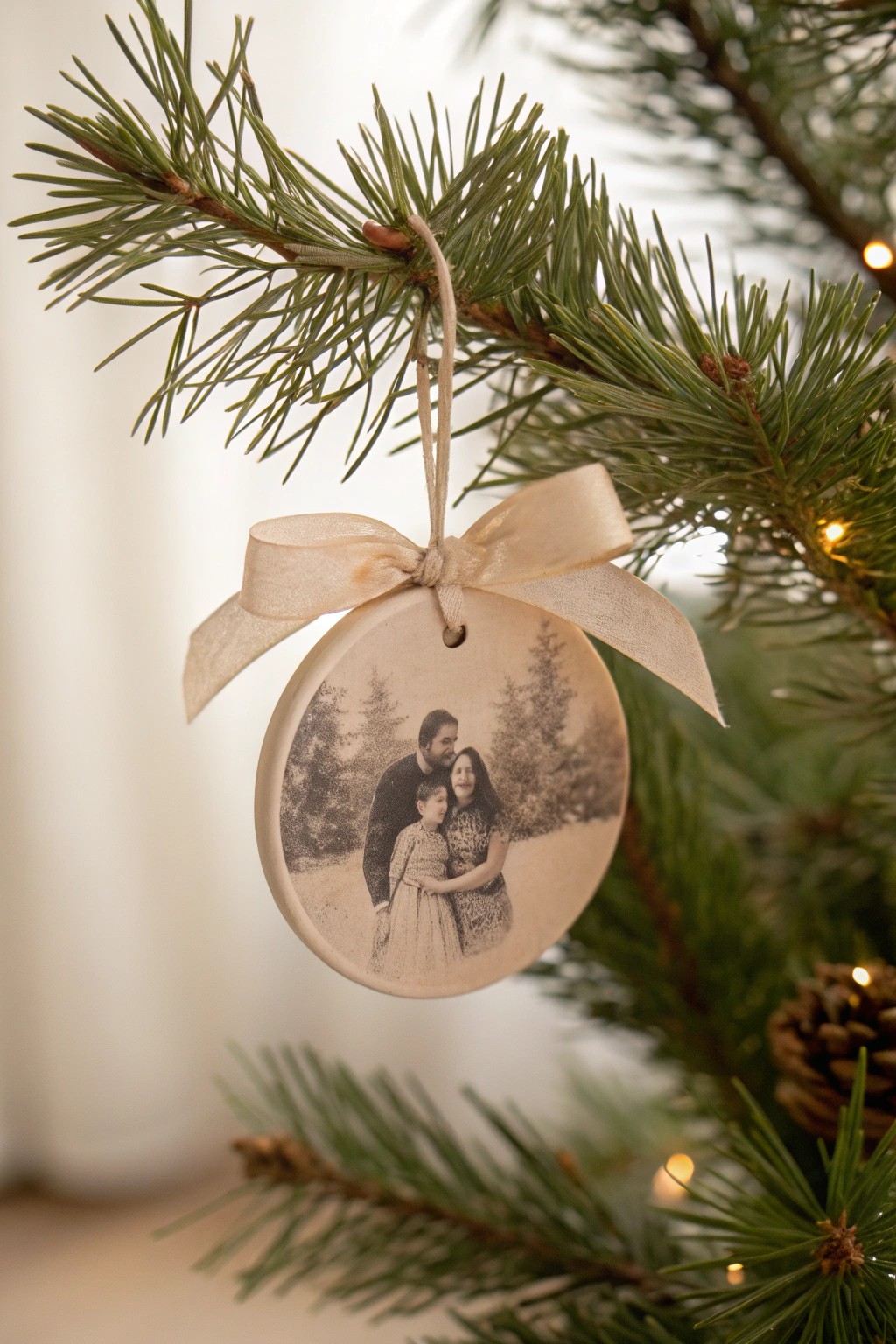 Turn memories into art with handcrafted photo ornaments for your holiday tree.
